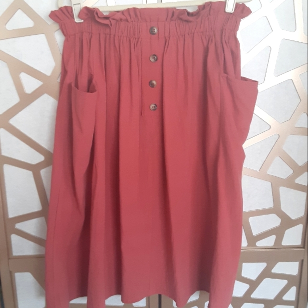 NWOT SHEIN Dusty Rose/terracotta papersack prairie skirt